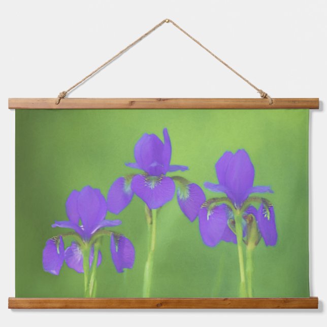 Purple Iris Painting - Original Flower Art Hanging Tapestry (Front)
