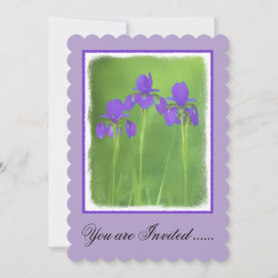 Purple Iris Painting - Original Flower Art Invitation