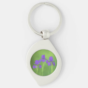 Purple Iris Painting - Original Flower Art Key Ring