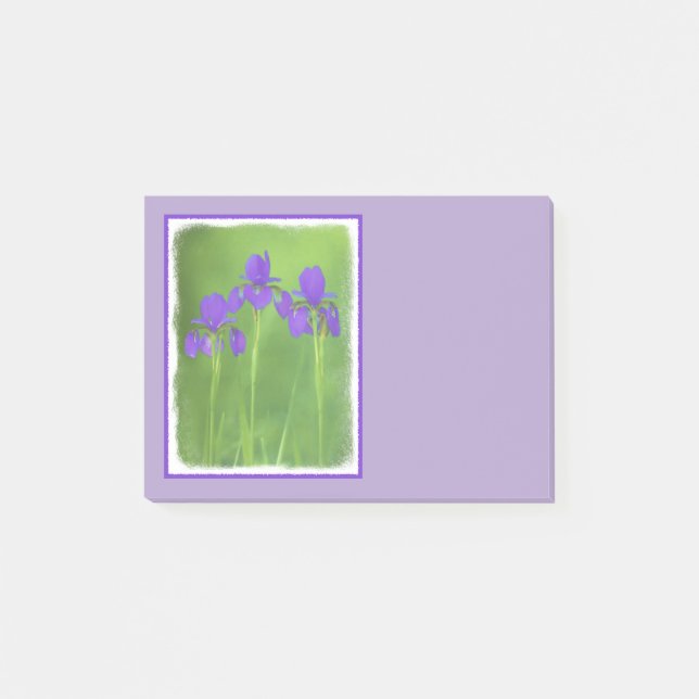Purple Iris Painting - Original Flower Art Post-it Notes (Front)