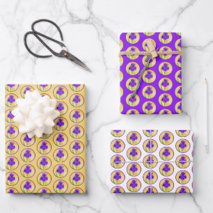 Purple Iris Painting - Original Flower Art Wrapping Paper Sheet