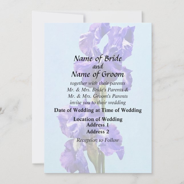 Purple Iris Pair Wedding Products Invitation (Front)