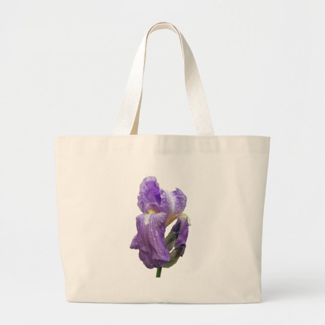 Purple Iris Photograph Large Tote Bag (Front)