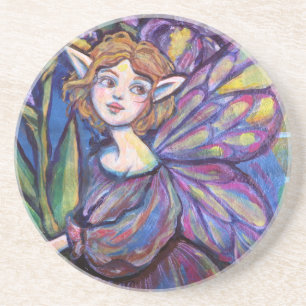 Purple Iris Pixie Girl Coaster