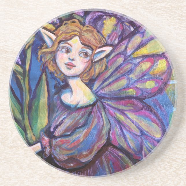 Purple Iris Pixie Girl                             Coaster (Front)