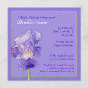 Purple Iris purple Bridal Shower Invitation