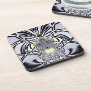 Purple Iris Sacred Geometry Fractal Art Coaster