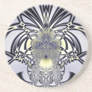 Purple Iris Sacred Geometry Fractal Art Coaster