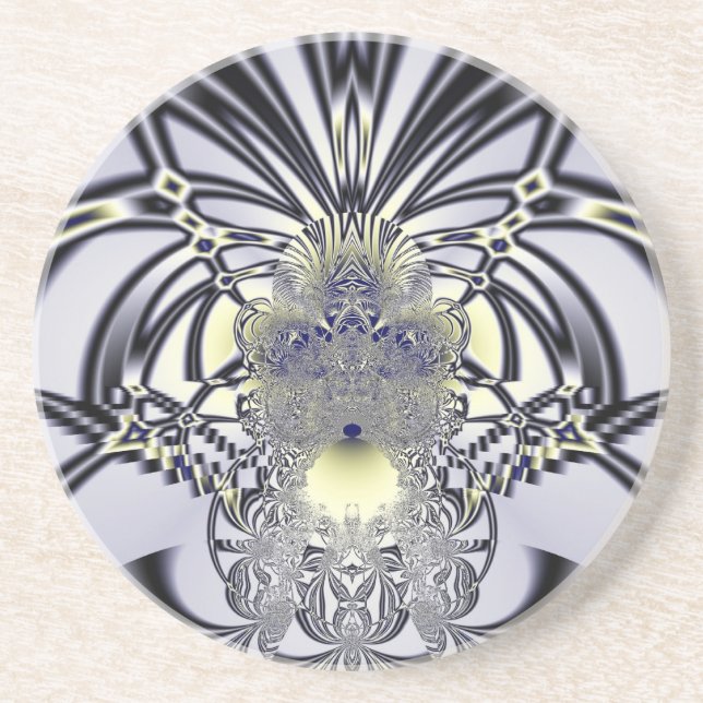 Purple Iris Sacred Geometry Fractal Art Coaster (Front)