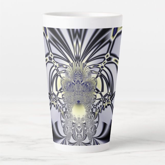 Purple Iris Sacred Geometry Fractal Art Latte Mug (Front)