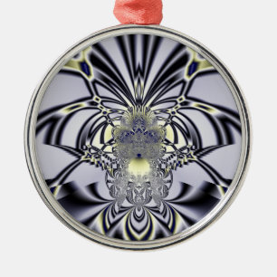 Purple Iris Sacred Geometry Fractal Art Metal Ornament