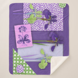 Purple Iris  Sherpa Blanket