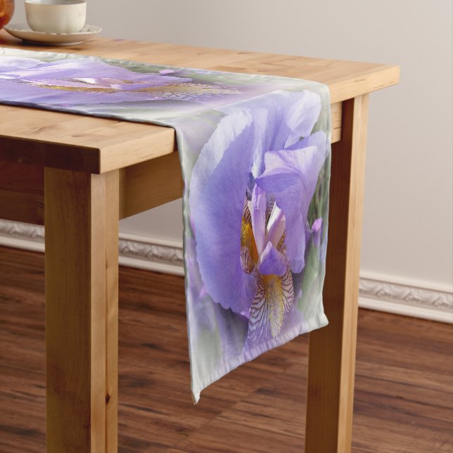 purple iris short table runner (In Situ)