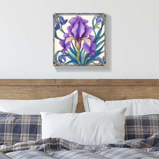 Purple Iris Splendor Canvas Print (Insitu(Bedroom))