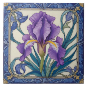 Purple Iris Splendor Ceramic Tile