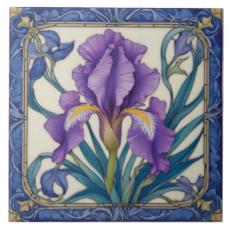 Purple Iris Splendour Ceramic Tile