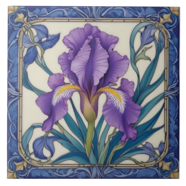 Purple Iris Splendour Ceramic Tile (Front)