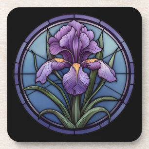 Purple Iris Stained Glass Coaster