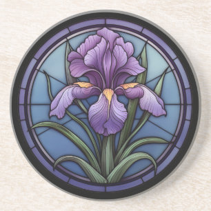 Purple Iris Stained Glass Coaster