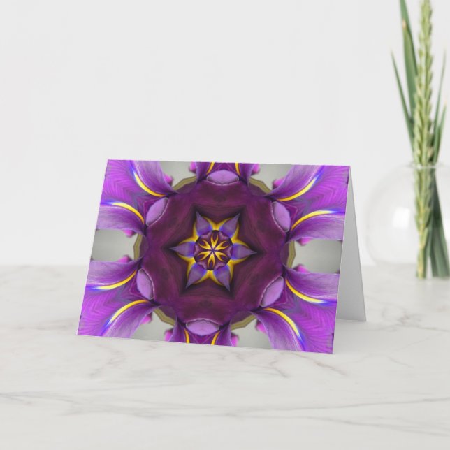 Purple Iris Star Mandala Card (Front)