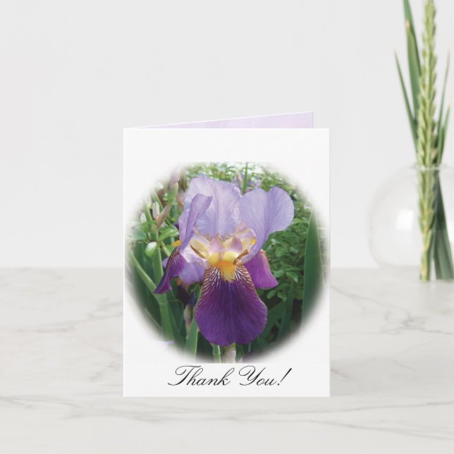 Purple Iris Thank You Note Card (Front)