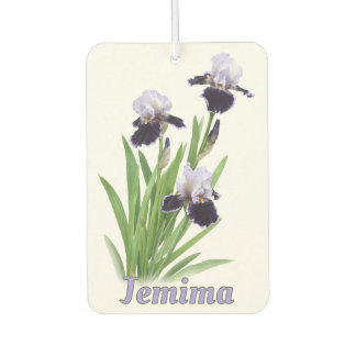 Purple Iris Trio Botanical Art Personalised Car Air Freshener