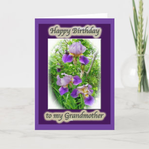 Purple Iris Trio Grandmother Birthday Card