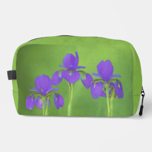 Purple Iris Trio Painting Original Flower Art Dopp Kit
