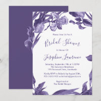 Purple Iris Watercolor Flowers Bridal Shower