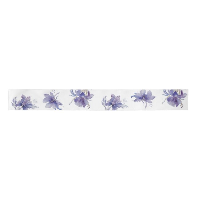 Purple Iris Watercolor Gift Wrapping Satin Ribbon (Front)