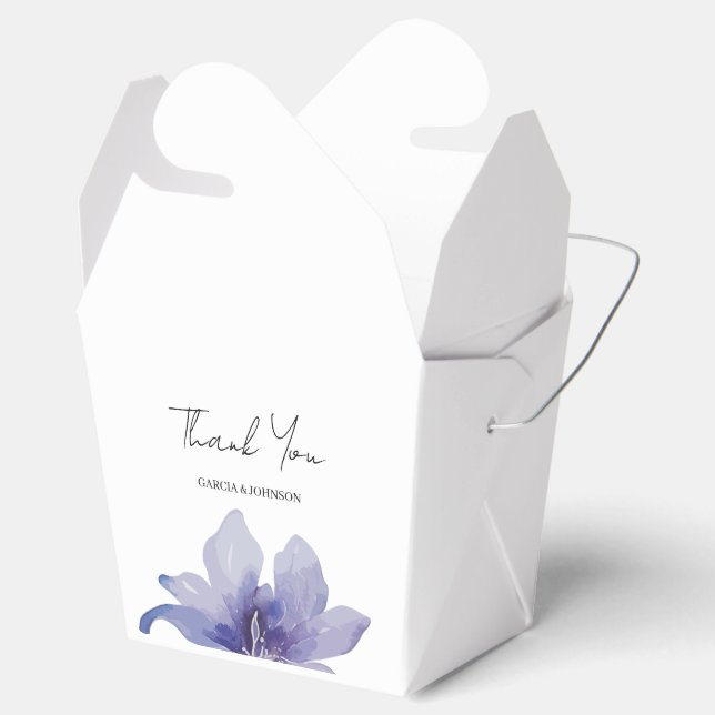 Purple Iris Watercolor Wedding Favour Box (Opened)