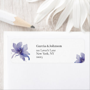 Purple Iris Watercolor Wedding Return Address Label