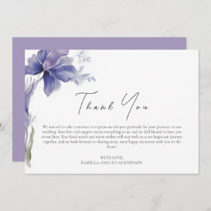 Purple Iris Watercolor Wedding Thank You Card