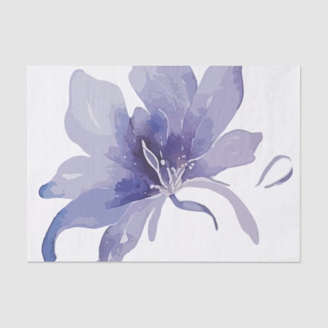 Purple Iris Watercolor Wedding Tissue Paper (Front)