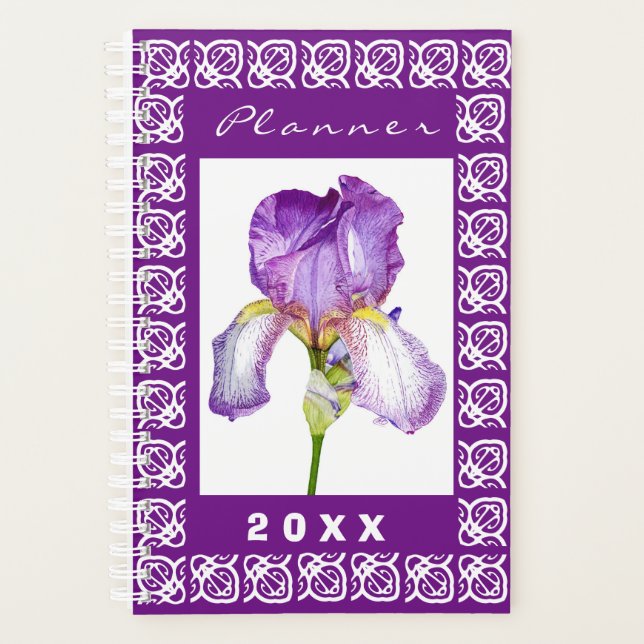 Purple Iris | Watercolour Floral Art Planner (Front)