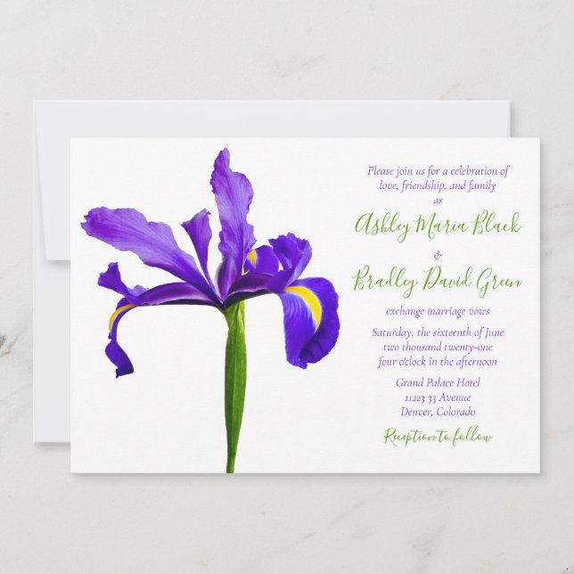 Purple Iris Wedding Invitation (Front)