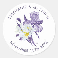 Purple Iris White Daisy Botanical Wedding Classic