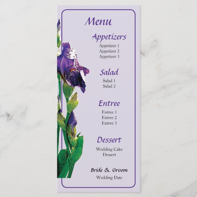 Purple Iris With Buds Menu (Front)