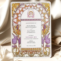Purple Iris & Yellow Lily Art Nouveau Wedding