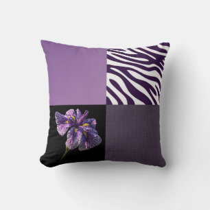 Purple Iris Zebra Stripe Gradient Colours Texture Cushion