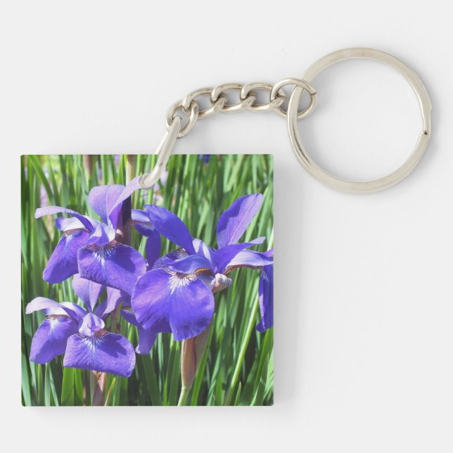 Purple Irises Acrylic Keyring (Back)