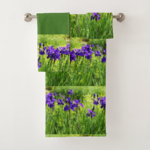 Purple Irises Botanical Towel Set