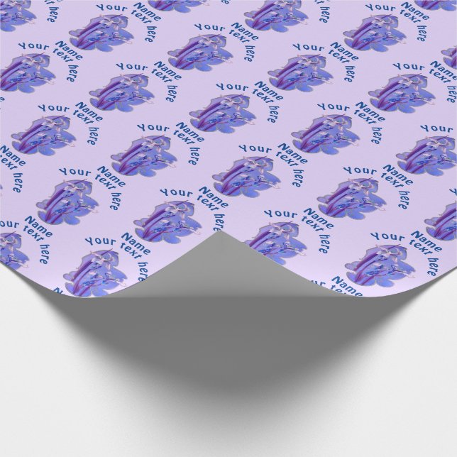 Purple Irises Floral Art Personalised Wrapping Paper (Corner)