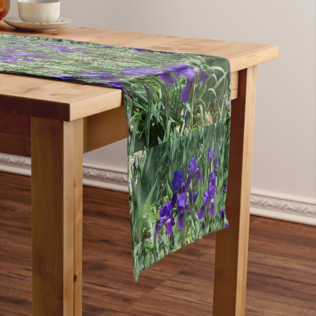 Purple Irises Floral Pattern Table Runner (In Situ)