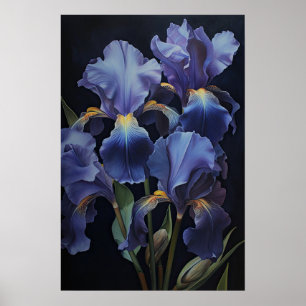 Purple Irises Flower Art Print Poster