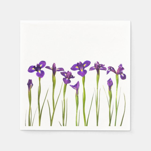 Purple Irises Flower Colourful Iris Flowers Floral Napkin (Front)
