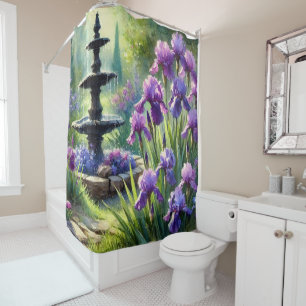 Purple Irises Flower Garden Shower Curtain