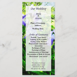 Purple Irises in Suburbs Wedding Program