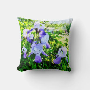 Purple Irises in the Suburbs Cushion