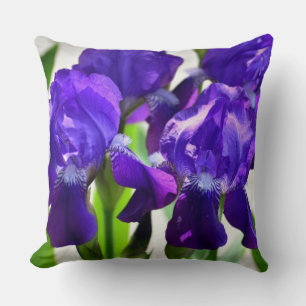 Purple Irises Iris Flower Cushion